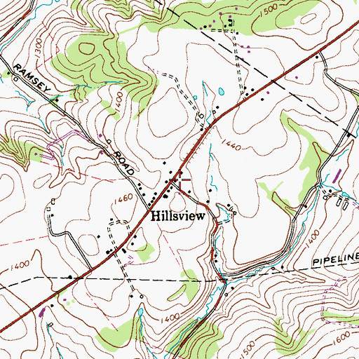 Topographic Map of Hillsview, PA