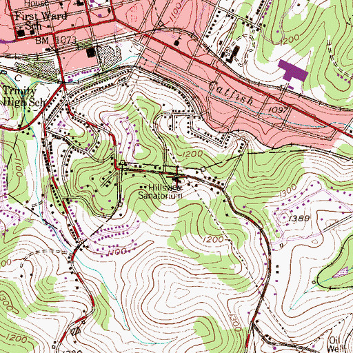 Topographic Map of Hillsview Sanatorium, PA