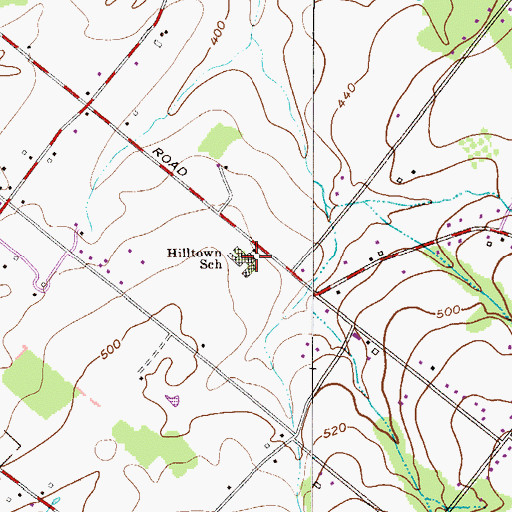 Topographic Map of Hilltown School, PA