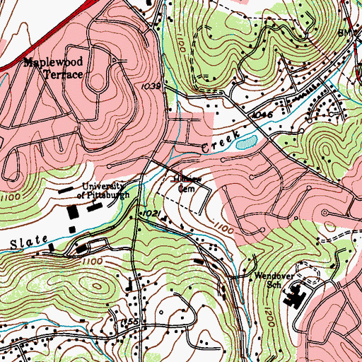 Topographic Map of Hillview Cemetery, PA