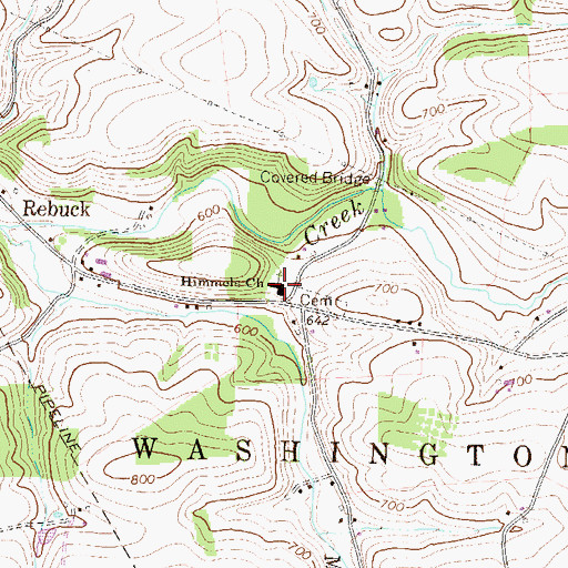 Topographic Map of Himmels Church, PA