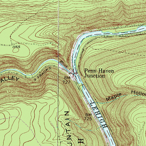 Topographic Map of Hinkles Valley, PA
