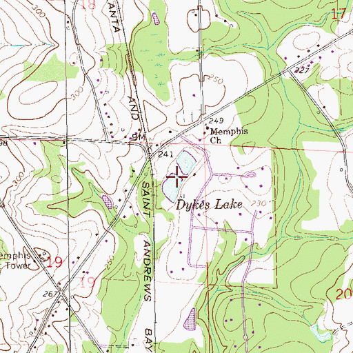 Topographic Map of Dykes Lake, AL