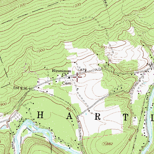 Topographic Map of Hironimus Church, PA