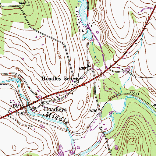 Topographic Map of Hoadley School, PA