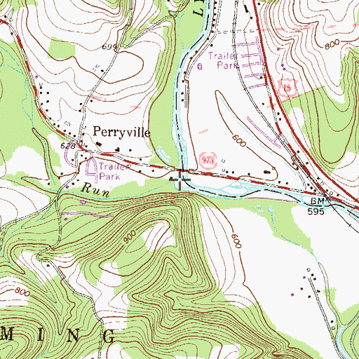 Topographic Map of Hoagland Run, PA