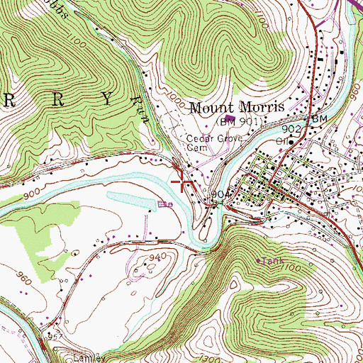 Topographic Map of Hobbs Run, PA