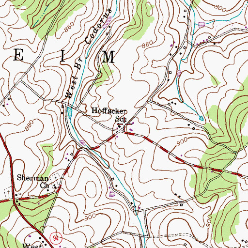 Topographic Map of Hoffacker School, PA