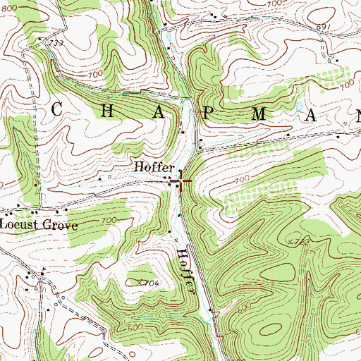 Topographic Map of Hoffer, PA