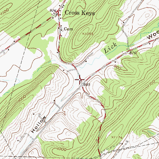 Topographic Map of Hog Hollow, PA