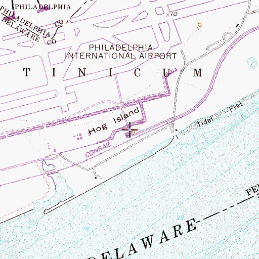 Topographic Map of Hog Island, PA