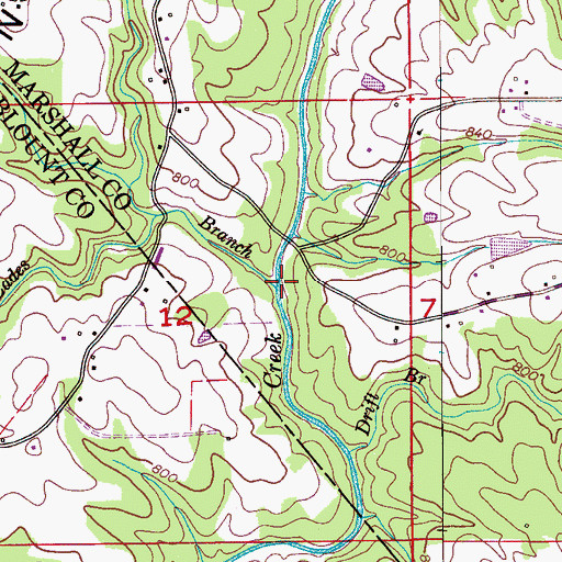 Topographic Map of Eades Branch, AL