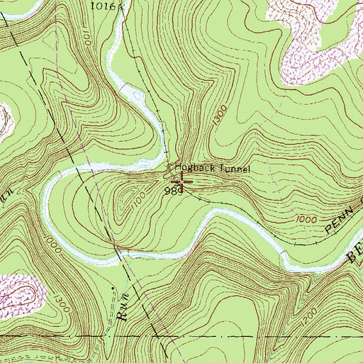 Topographic Map of Hogback Tunnel, PA