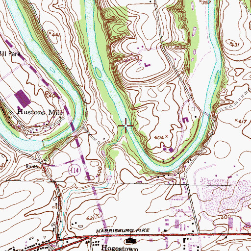 Topographic Map of Hogestown Run, PA