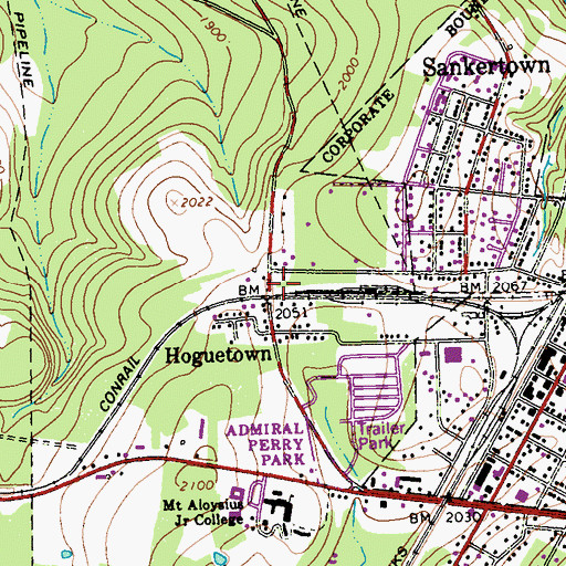 Topographic Map of Hoguetown, PA