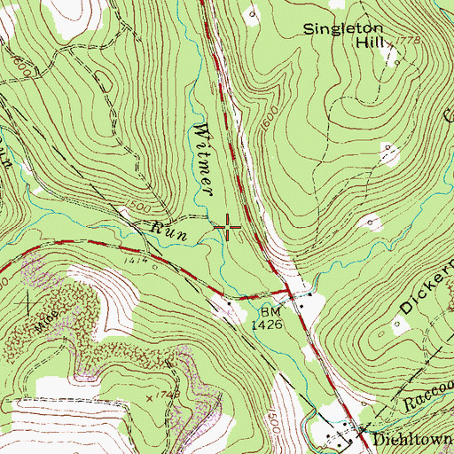 Topographic Map of Holes Run, PA