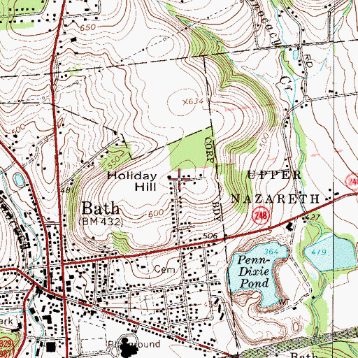 Topographic Map of Holiday Hill, PA