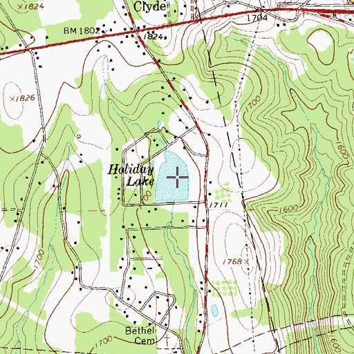Topographic Map of Holiday Lake, PA