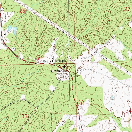 Topographic Map of Eagle Creek Baptist Church, AL