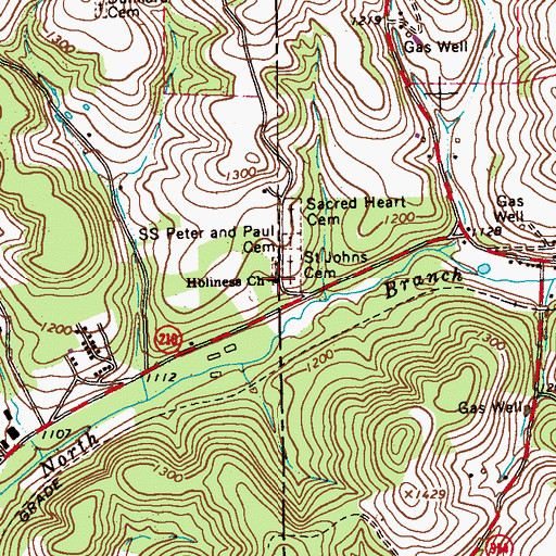 Topographic Map of Holiness Church, PA