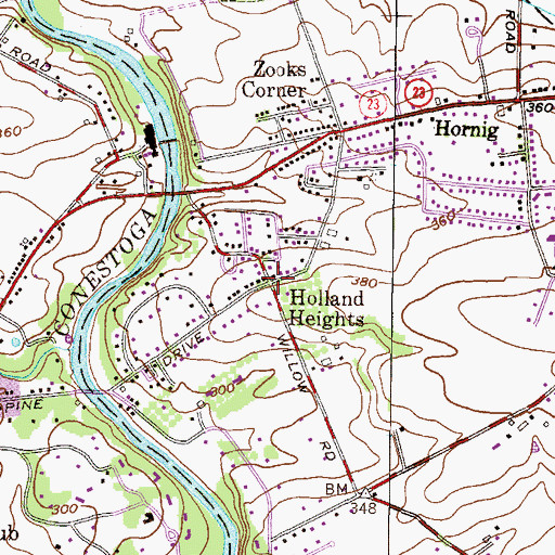 Topographic Map of Holland Heights, PA