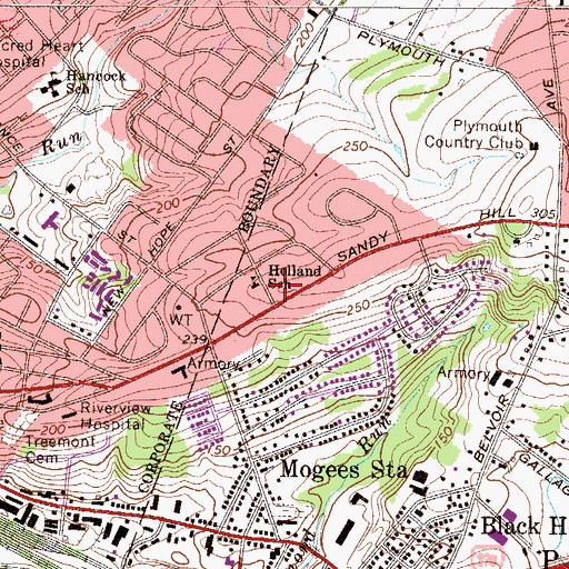 Topographic Map of Holland School, PA