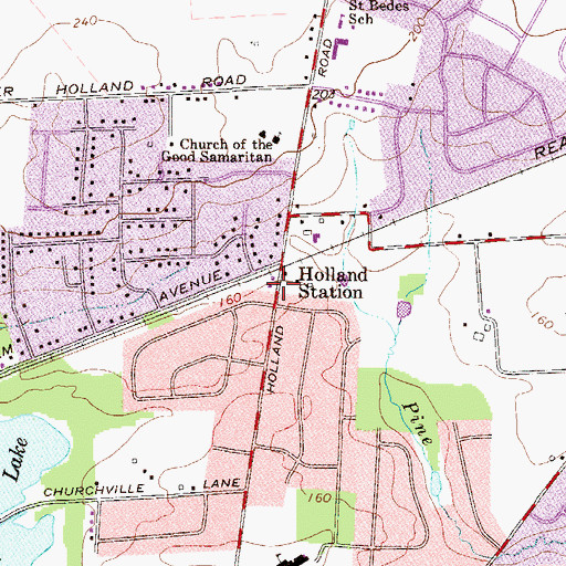 Topographic Map of Holland Station, PA
