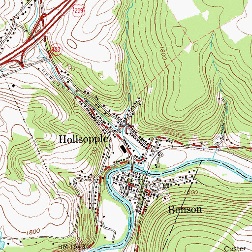 Topographic Map of Hollsopple, PA