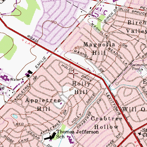 Topographic Map of Holly Hill, PA