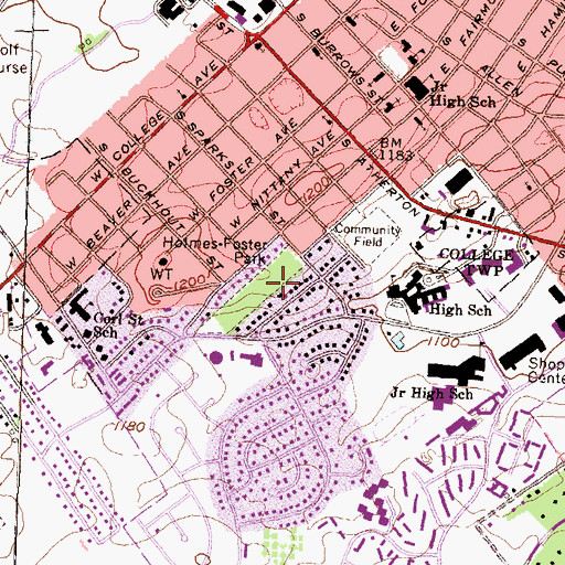 Topographic Map of Holmes-Foster Park, PA