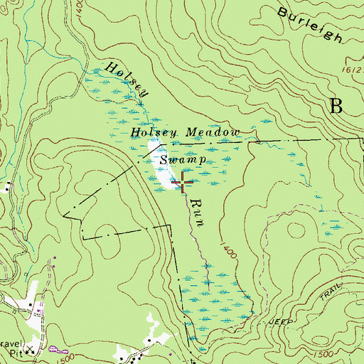 Topographic Map of Holsey Meadow Swamp, PA