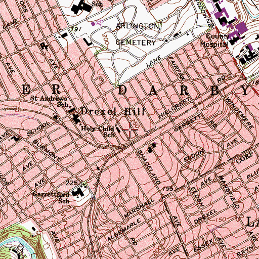 Topographic Map of Holy Child School, PA