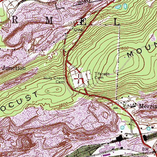 Topographic Map of Holy Cross Cemetery, PA