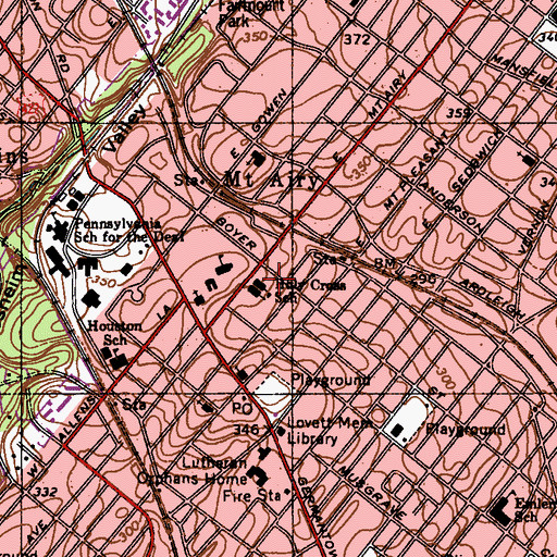 Topographic Map of Holy Cross School, PA