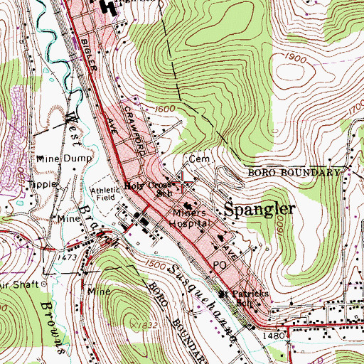 Topographic Map of Holy Cross School, PA