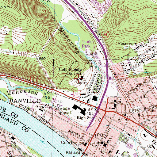 Topographic Map of Holy Family Convent, PA