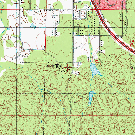 Topographic Map of Early Rose Baptist Church, AL