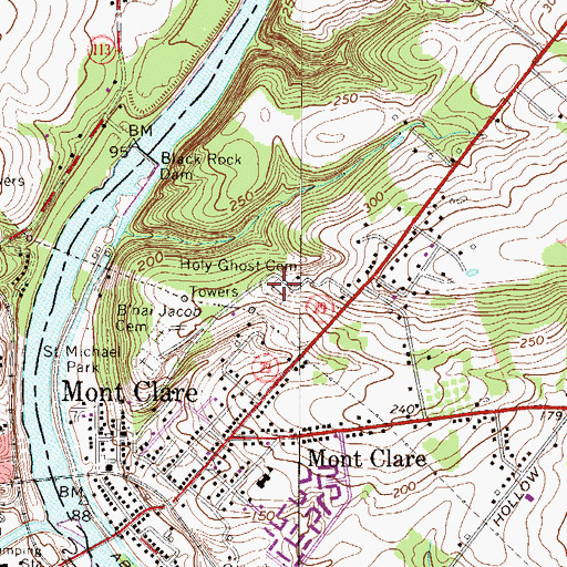 Topographic Map of Holy Ghost Cemetery, PA