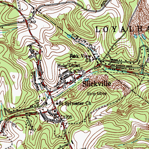 Topographic Map of Holy Ghost Church, PA