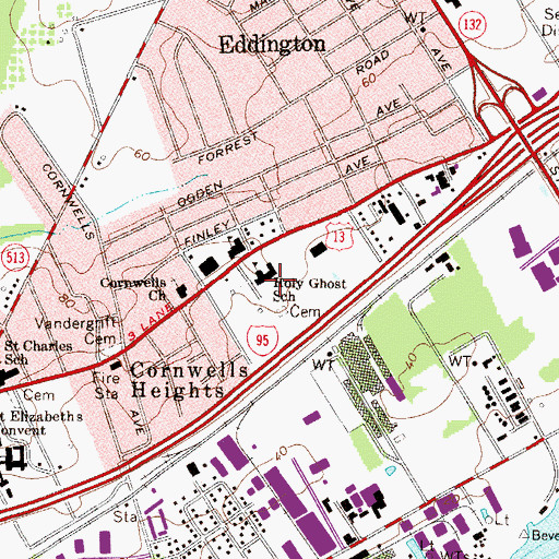 Topographic Map of Holy Ghost School, PA