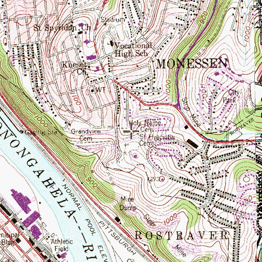 Topographic Map of Holy Name Cemetery, PA