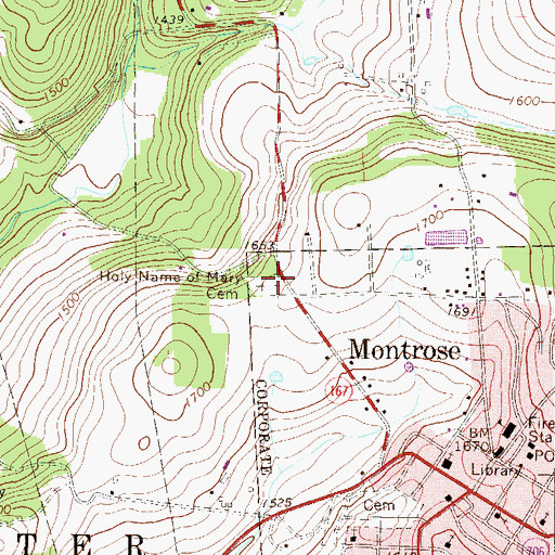 Topographic Map of Holy Name of Mary Cemetery, PA