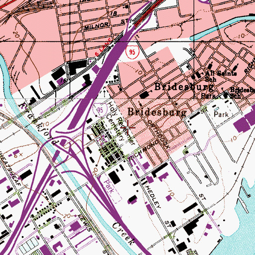Topographic Map of Holy Redeemer Cemetery, PA
