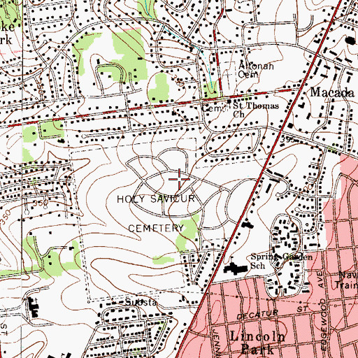 Topographic Map of Holy Saviour Cemetery, PA