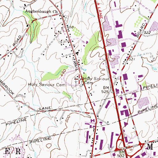 Topographic Map of Holy Saviour Cemetery, PA