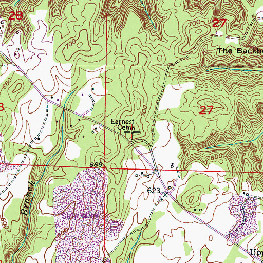 Topographic Map of Earnest Cemetery, AL