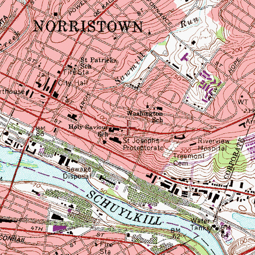 Topographic Map of Holy Saviour School, PA