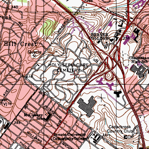 Topographic Map of Holy Sepulchre Cemetery, PA