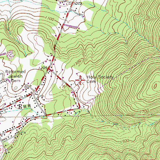 Topographic Map of Holy Society Cemetery, PA