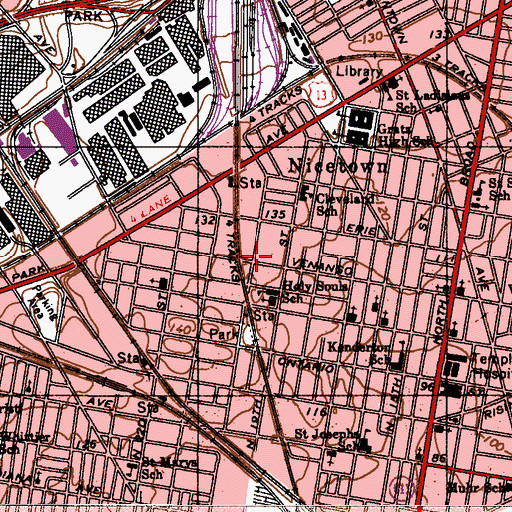 Topographic Map of Holy Souls School, PA